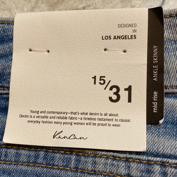 Kancan Mid Rise Ankle Skinny Distressed Jeans Medium Wash NWT - Picture 6 of 10